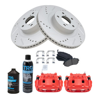 TRQ® - Performance Semi-Metallic Front Brake Kit with Calipers