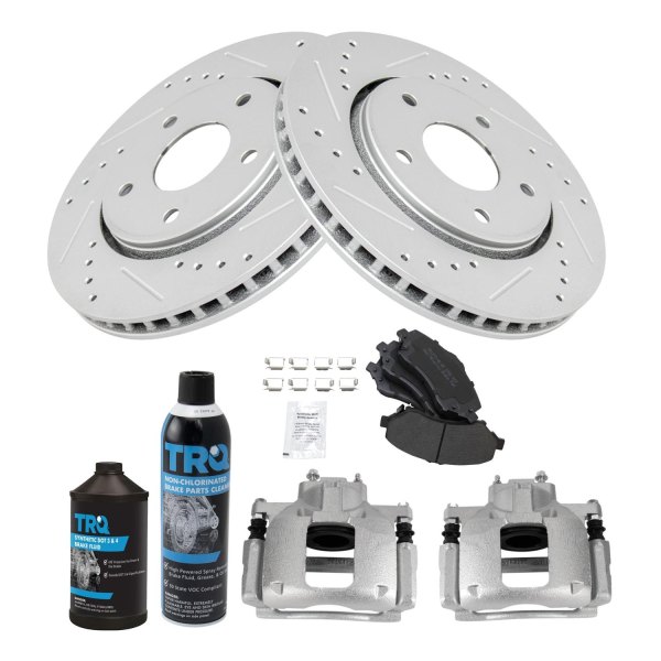 TRQ® - Performance Semi-Metallic Front Brake Kit with Calipers