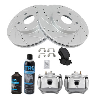 TRQ® - Performance Semi-Metallic Front Brake Kit with Calipers
