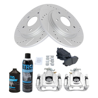 TRQ® - Performance Semi-Metallic Rear Brake Kit with Calipers