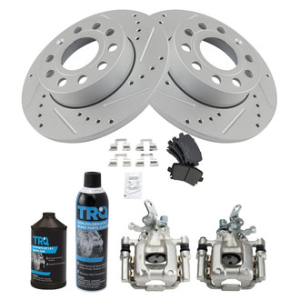 TRQ® - Performance Semi-Metallic Rear Brake Kit with Calipers