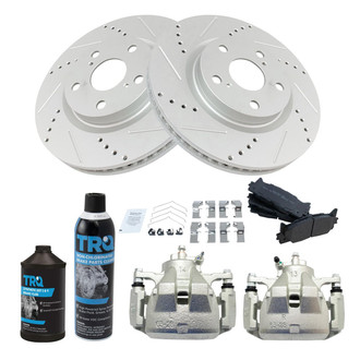 TRQ® - Performance Semi-Metallic Front Brake Kit with Calipers