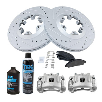 TRQ® - Performance Semi-Metallic Front Brake Kit with Calipers