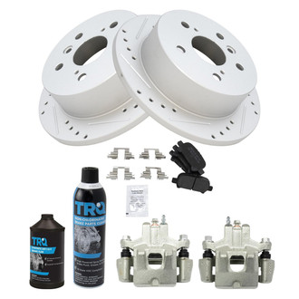 TRQ® - Performance Semi-Metallic Rear Brake Kit with Calipers