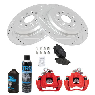 TRQ® - Performance Semi-Metallic Rear Brake Kit with Calipers