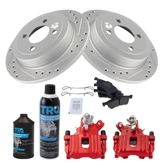 TRQ® - Performance Semi-Metallic Rear Brake Kit with Calipers