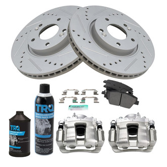 TRQ® - Performance Semi-Metallic Front Brake Kit with Calipers