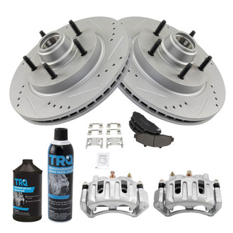 TRQ® - Performance Semi-Metallic Front Brake Kit with Calipers