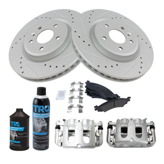 TRQ® - Performance Semi-Metallic Front Brake Kit with Calipers