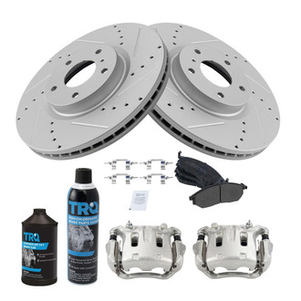 TRQ® - Performance Semi-Metallic Front Brake Kit with Calipers