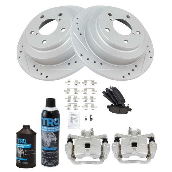 TRQ® - Performance Semi-Metallic Rear Brake Kit with Calipers