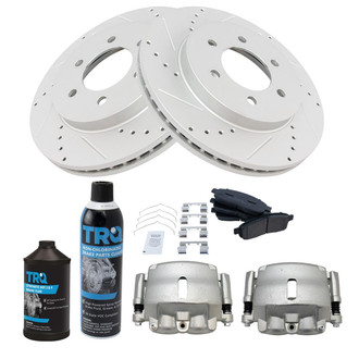 TRQ® - Performance Semi-Metallic Front Brake Kit with Calipers
