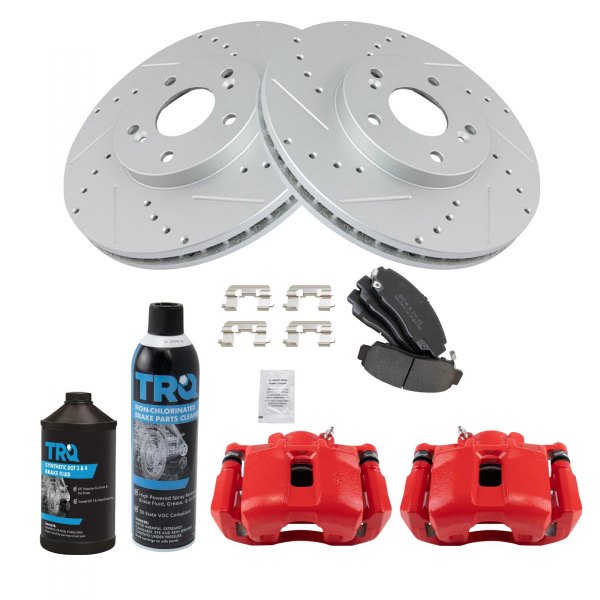 TRQ® - Performance Semi-Metallic Front Brake Kit with Calipers