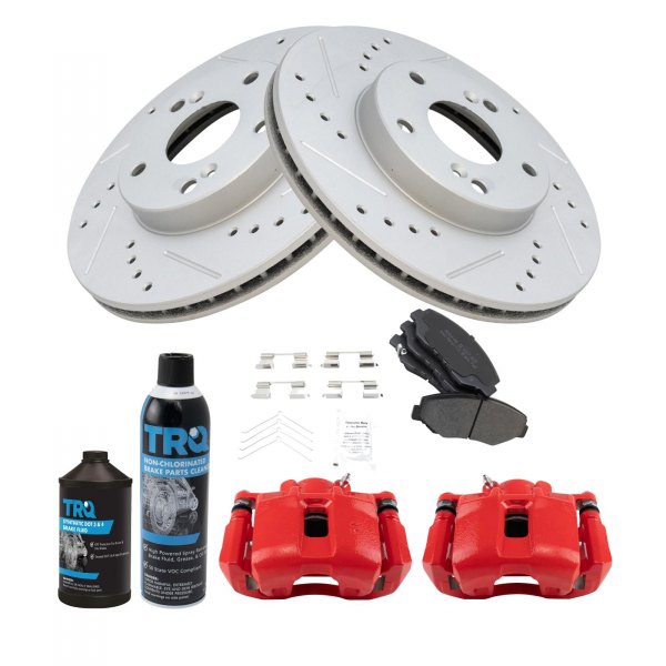 TRQ® - Performance Semi-Metallic Front Brake Kit with Calipers