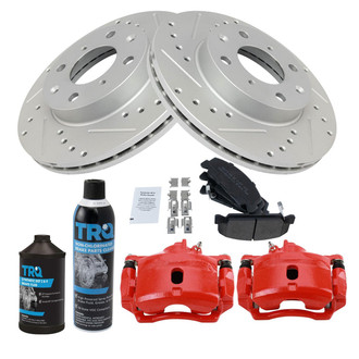 TRQ® - Performance Semi-Metallic Front Brake Kit with Calipers