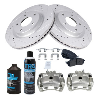 TRQ® - Performance Semi-Metallic Front Brake Kit with Calipers