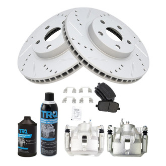 TRQ® - Performance Semi-Metallic Front Brake Kit with Calipers