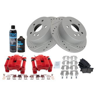 TRQ® - Performance Semi-Metallic Rear Brake Kit with Calipers
