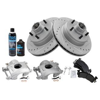 TRQ® - Performance Semi-Metallic Front Brake Kit with Calipers