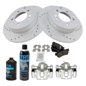 TRQ® - Performance Semi-Metallic Rear Brake Kit with Calipers