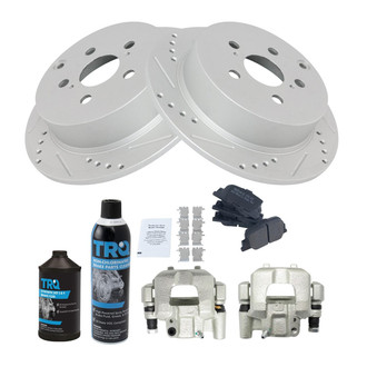 TRQ® - Performance Semi-Metallic Rear Brake Kit with Calipers