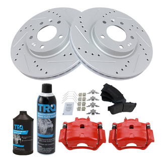 TRQ® - Performance Semi-Metallic Front Brake Kit with Calipers