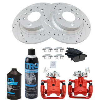 TRQ® - Performance Semi-Metallic Rear Brake Kit with Calipers