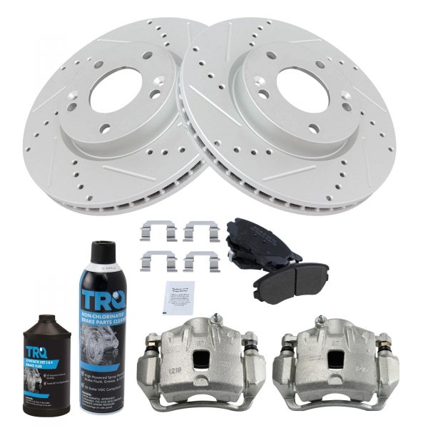 TRQ® - Performance Semi-Metallic Front Brake Kit with Calipers