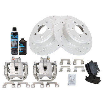 TRQ® - Performance Semi-Metallic Rear Brake Kit with Calipers