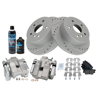 TRQ® - Performance Semi-Metallic Rear Brake Kit with Calipers