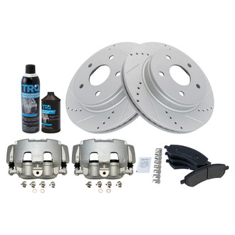 TRQ® - Performance Semi-Metallic Front Brake Kit with Calipers
