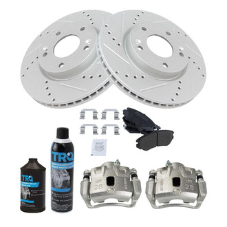 TRQ® - Performance Semi-Metallic Front Brake Kit with Calipers