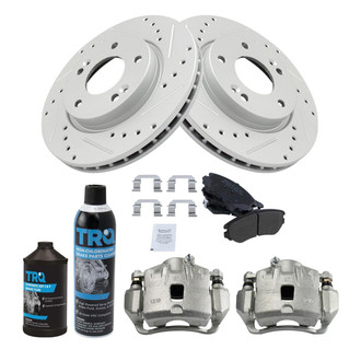 TRQ® - Performance Semi-Metallic Front Brake Kit with Calipers