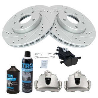 TRQ® - Performance Semi-Metallic Front Brake Kit with Calipers
