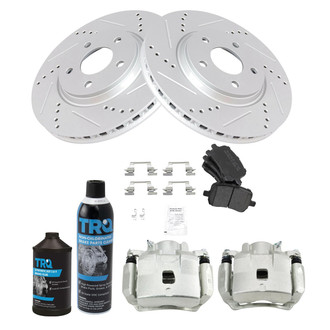 TRQ® - Performance Semi-Metallic Front Brake Kit with Calipers