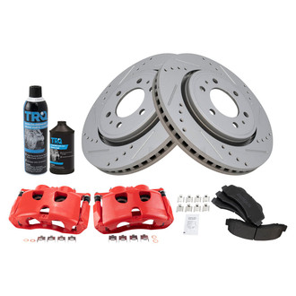 TRQ® - Performance Semi-Metallic Front Brake Kit with Calipers