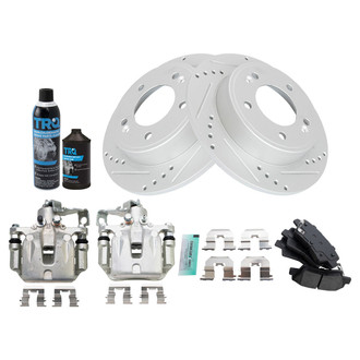 TRQ® - Performance Semi-Metallic Rear Brake Kit with Calipers