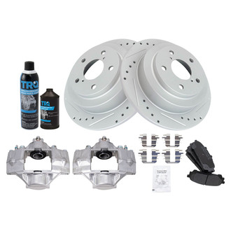 TRQ® - Performance Semi-Metallic Rear Brake Kit with Calipers