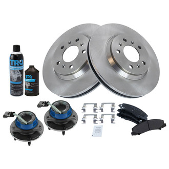 TRQ® - Front Disc Brake Kit with Semi-Metallic Pads and Hub Assemblies