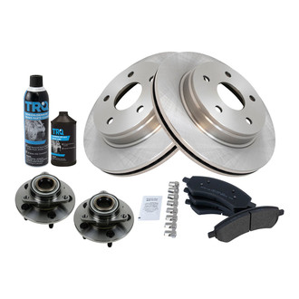 TRQ® - Front Disc Brake Kit with Semi-Metallic Pads and Hub Assemblies