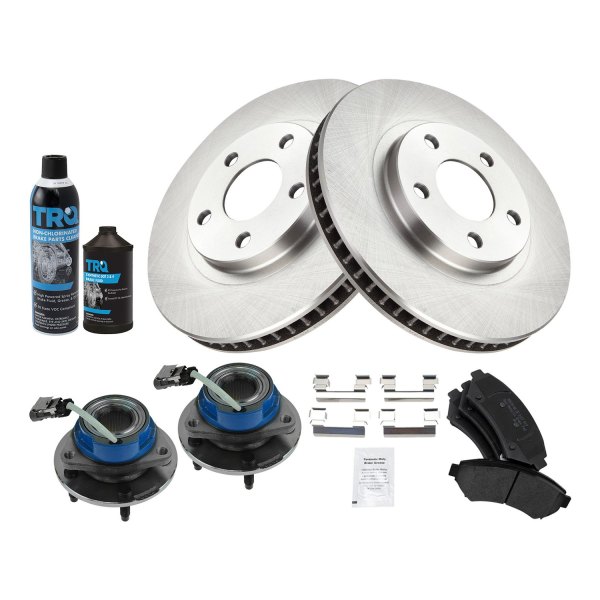 TRQ® - Front Disc Brake Kit with Semi-Metallic Pads and Hub Assemblies