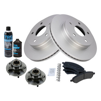 TRQ® - Front Disc Brake Kit with Semi-Metallic Pads and Hub Assemblies