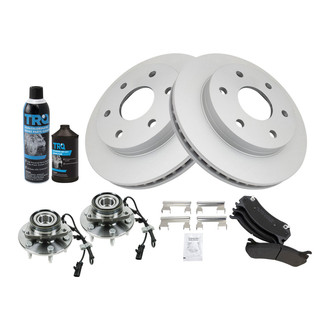 TRQ® - Front Disc Brake Kit with Semi-Metallic Pads and Hub Assemblies