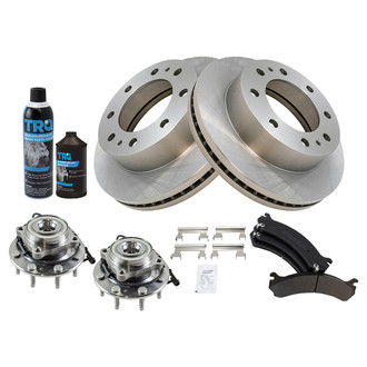 TRQ® - Front Disc Brake Kit with Semi-Metallic Pads and Hub Assemblies