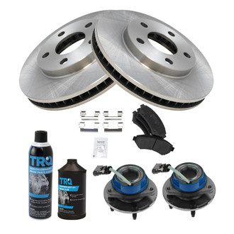 TRQ® - Front Disc Brake Kit with Semi-Metallic Pads and Hub Assemblies