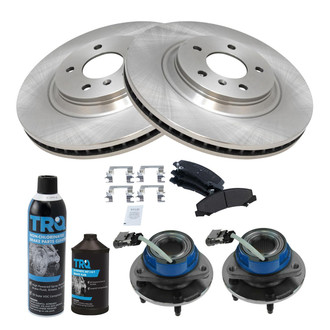 TRQ® - Front Disc Brake Kit with Semi-Metallic Pads and Hub Assemblies