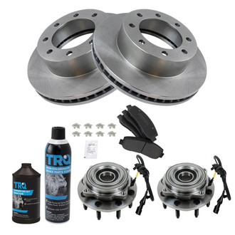 TRQ® - Front Disc Brake Kit with Semi-Metallic Pads and Hub Assemblies