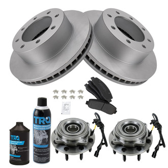 TRQ® - Front Disc Brake Kit with Semi-Metallic Pads and Hub Assemblies