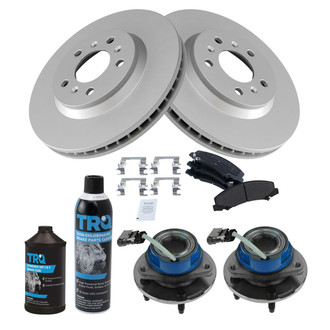 TRQ® - Front Disc Brake Kit with Semi-Metallic Pads and Hub Assemblies