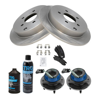 TRQ® - Rear Disc Brake Kit with Semi-Metallic Pads and Hub Assemblies